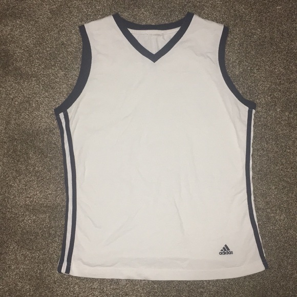 🌊•ADIDAS ATHLETIC TANK WHITE AND NAVY BLUE•🌊 - Picture 2 of 6